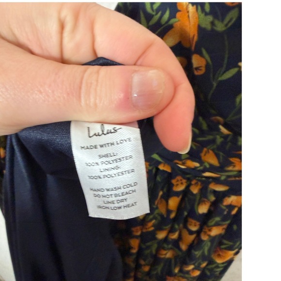 Lulus Full of Joy Maxi Dress Women Size M Navy Blue Floral Chiffon Formal Party - Picture 5 of 8